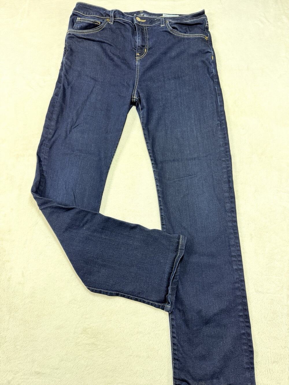 Aviator Dark Indigo Best Travel Jeans Slim Straight Minimalist Clean Sz 32x32